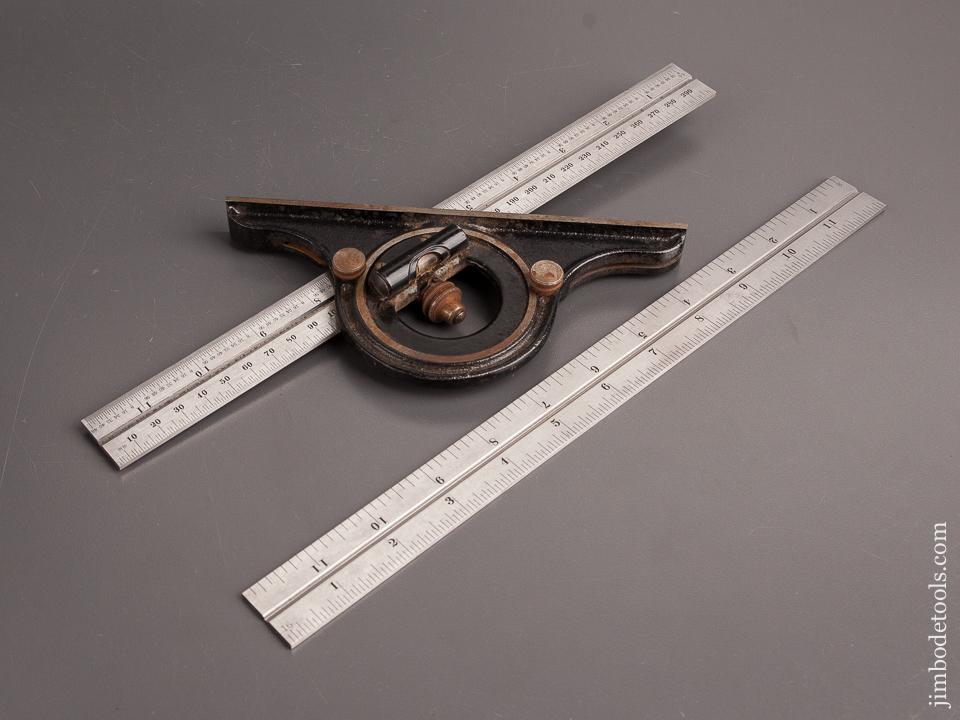 STARRETT Protractor Head with 12 inch STARRETT 36 GRAD and 4R GRAD Scales - 82479