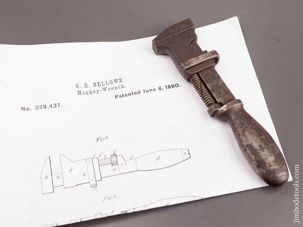 BELLOWS Patent June 8, 1880 ATHOL MACHINE CO Six inch Adjustable Wrench - 82497