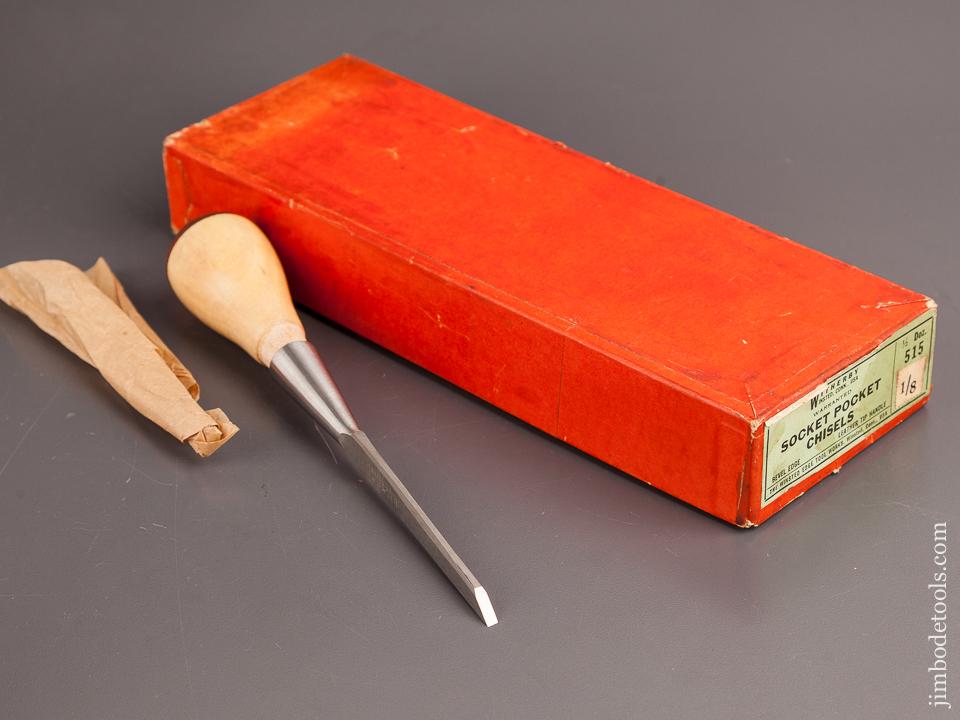 One WITHERBY 1/8 x 8 1/2 inch Bevel Edge No. 515 Socket Pocket Chisel MINT in Original Box - 82529