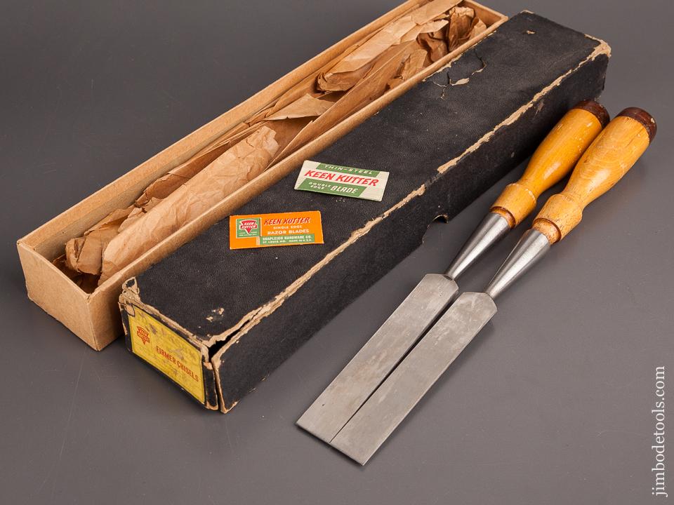Two KEEN KUTTER 3/8 x 11 inch Socket Firmer Chisels MINT in Original Box - 82530