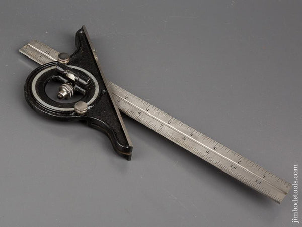 STARRETT Protractor Head on Twelve inch STARRETT No. 4RGRAD Scale - 82555
