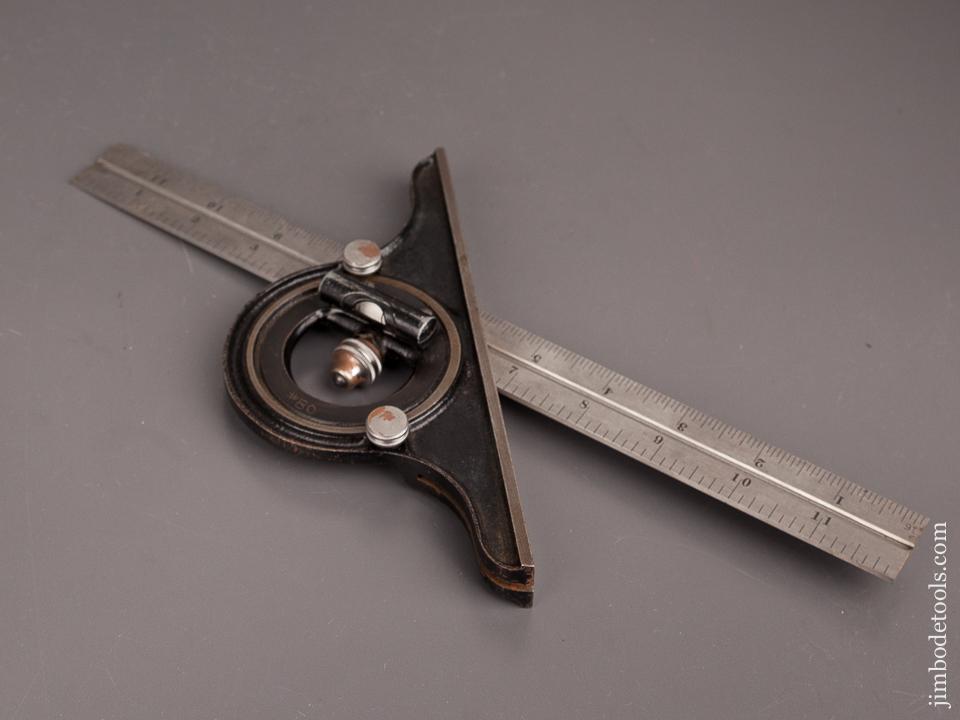 STARRETT Protractor Head on MINT 12 inch STARRETT No. 4R GRAD Scale - 82556