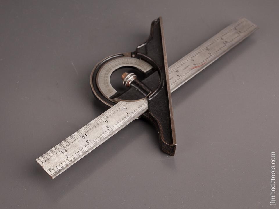 STARRETT Protractor Head on MINT 12 inch STARRETT No. 4R GRAD Scale - 82556