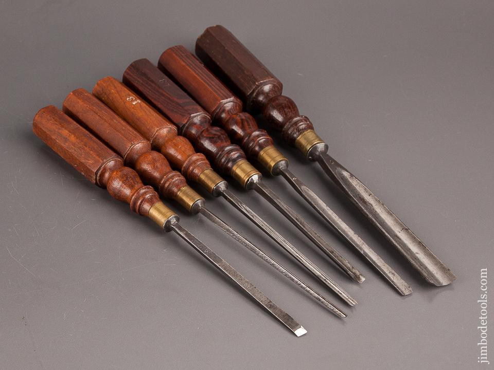 Set of Six ADDIS Carving Tools with Octagonal Rosewood Handles - 82583