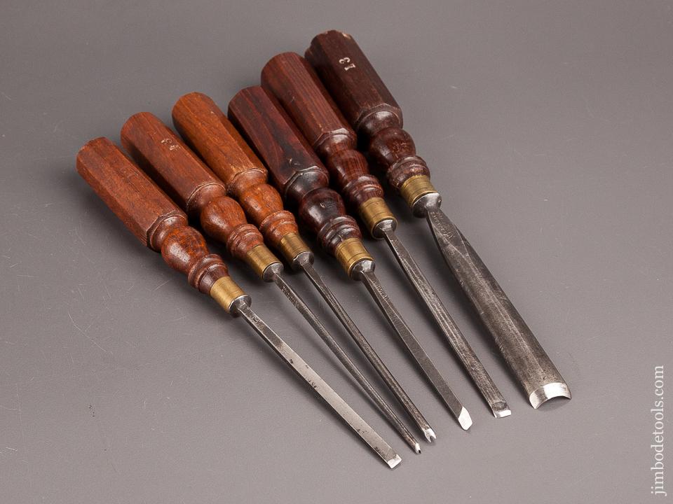 Set of Six ADDIS Carving Tools with Octagonal Rosewood Handles - 82583