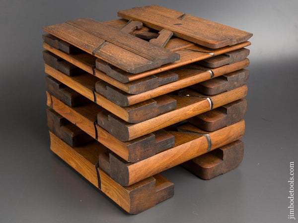FINE Set of 18 Skewed Hollows & Rounds Moulding Planes by HIELDS NOTTINGHAM circa 1830-81 FINE - 82588