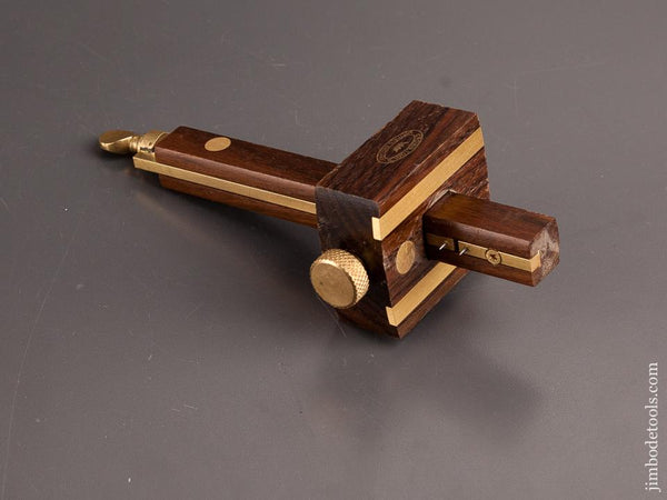 Mint! Eight inch CROWN TOOLS Rosewood & Brass Mortise Gauge - 82081