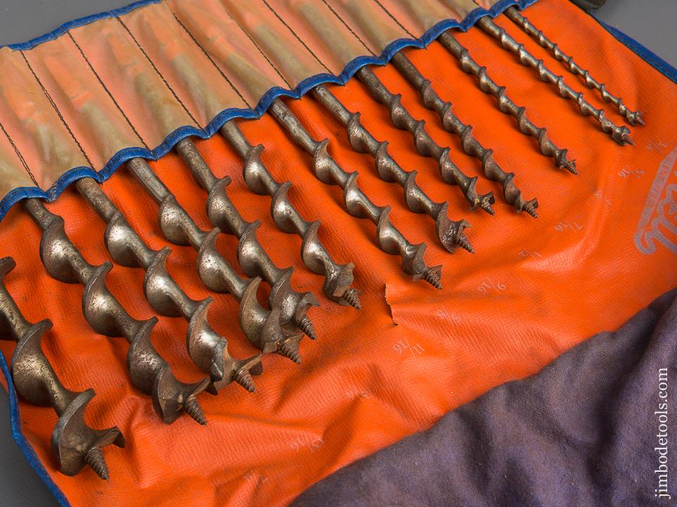 RARE Small Set of 13 SNELL Fast Boring Bits with Coarse Screws in Original Roll - 82720