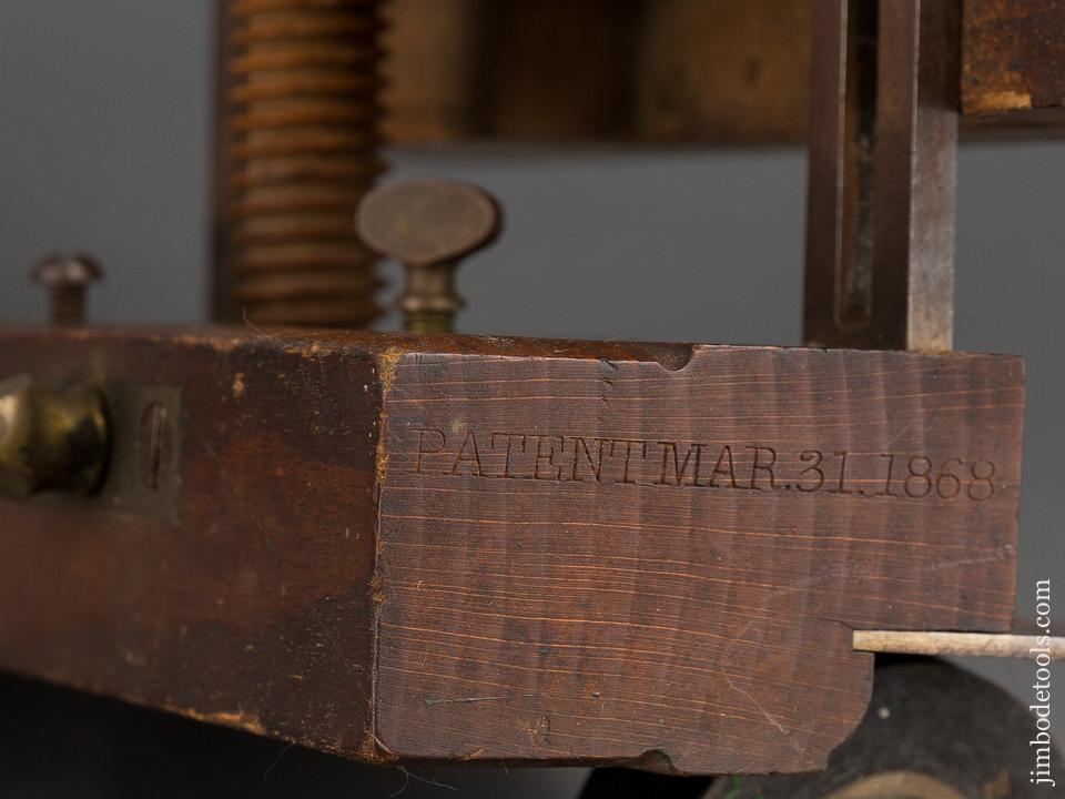 Crisp! SOLON RUST Patent March 31, 1868 Plow Plane LIKE NEW! - 82739U