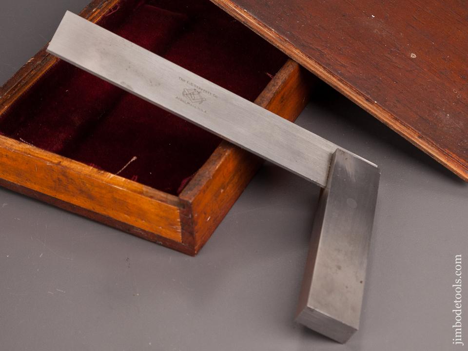 Six inch STARRETT No. 20 Steel Try Square MINT in Velvet-Lined Wooden Box - 82769