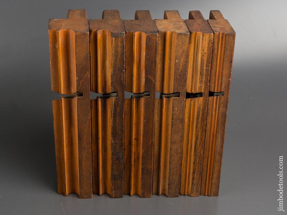 Great Matched Set of Six G. EASTWOOD YORK Side Bead Moulding Planes circa 1851-1899 CRISP - 82850
