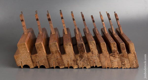 Massive! Matched Set of Ten ROUTLEDGE BIRMINGHAM Side Bead Moulding Planes circa 1876-1944 CRISP - 82852