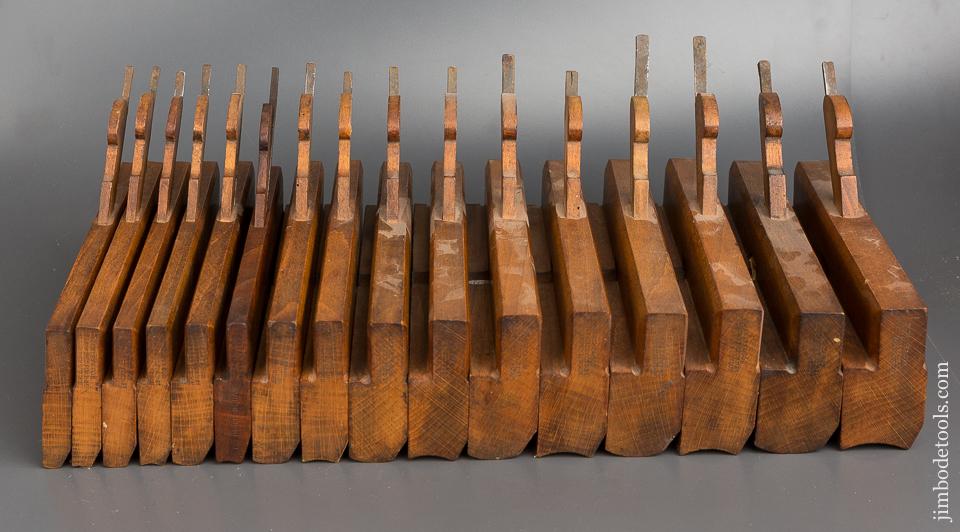 Crisp SKEWED Partial Set of 16 Hollows & Rounds Moulding Planes by MOSELEY & SON 1862-72 CRISP! - 82884