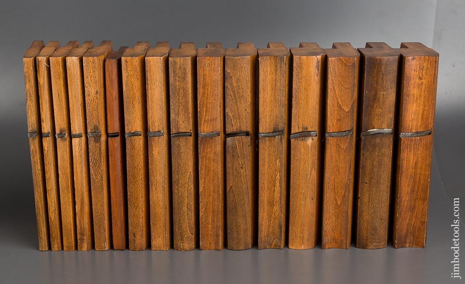 Crisp SKEWED Partial Set of 16 Hollows & Rounds Moulding Planes by MOSELEY & SON 1862-72 CRISP! - 82884