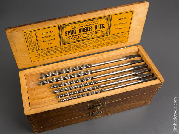 Complete Set of 13 RUSSELL JENNINGS Auger Bits in Original 3 Tiered Box - 82892