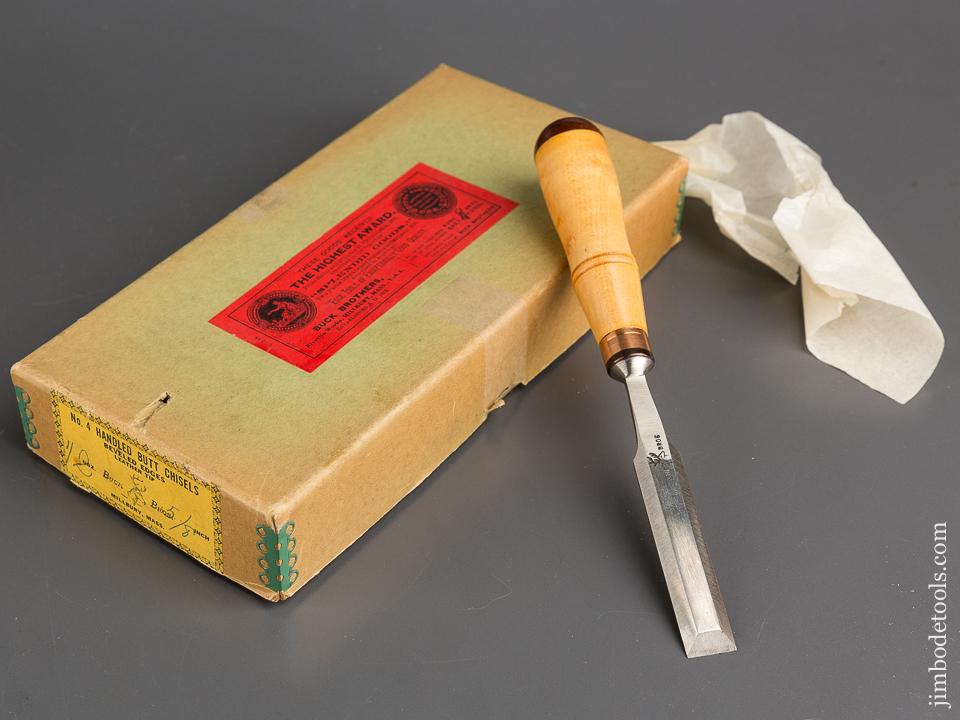 One BUCK BROTHERS No. 4 Handled 5/8 x 8 1/4 inch Butt Chisel MINT in Original Box - 82917