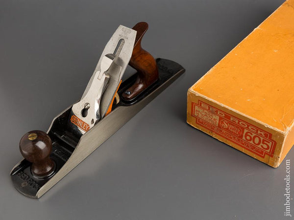 Unused! STANLEY No. 605 BEDROCK Jack Plane Near DEAD MINT in Original Box with Orange Frog Type 9 circa 1931-32 SWEETHEART - 82936