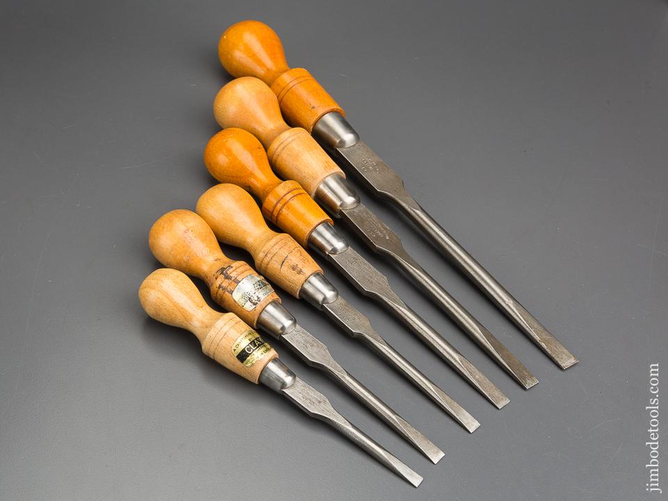 Set of Six Cabinet Maker's Screwdrivers by. CLAY SHEFFIELD with Decals - 82939