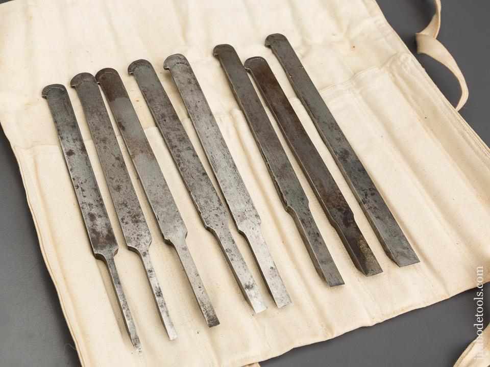 Set of Eight OHIO TOOL CO Plow Plane Irons in Roll - 82957