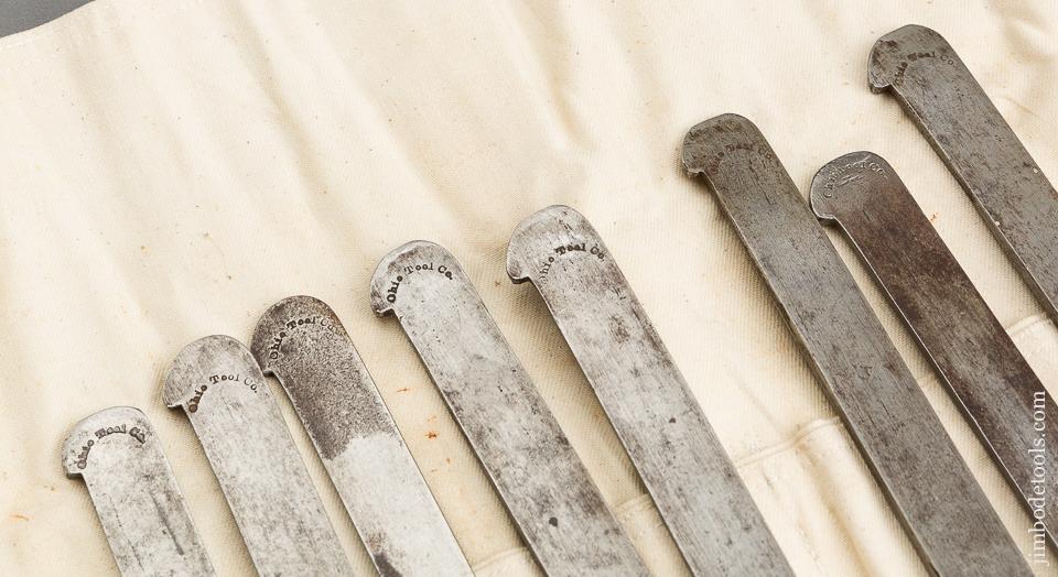 Set of Eight OHIO TOOL CO Plow Plane Irons in Roll - 82957