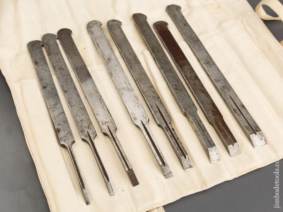 Set of Eight OHIO TOOL CO Plow Plane Irons in Roll - 82957