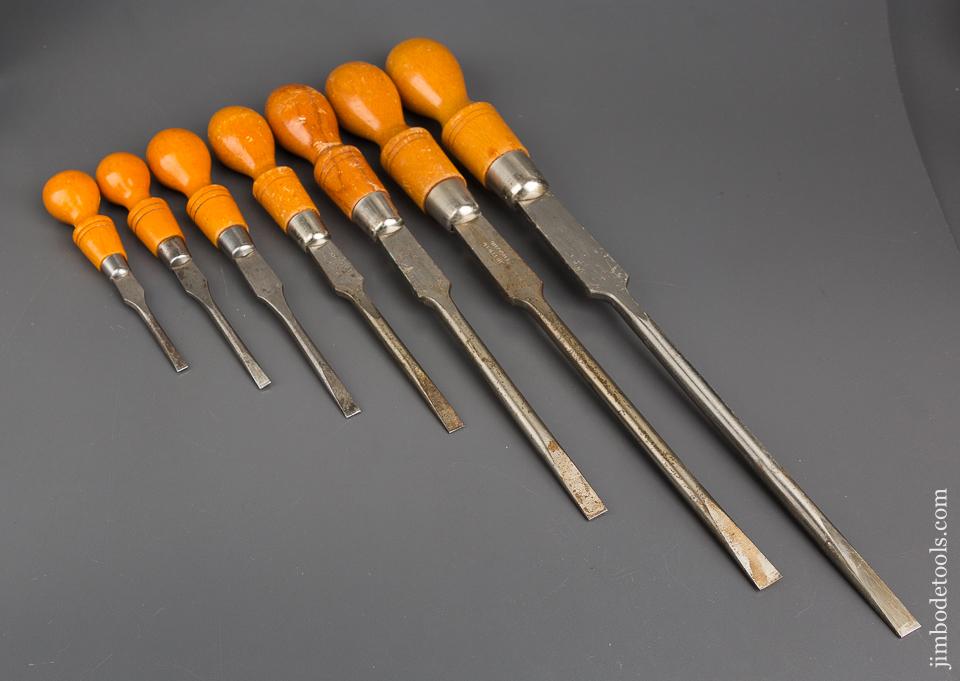 Great Set of Seven English Cabinetmakers Screwdrivers - 82958