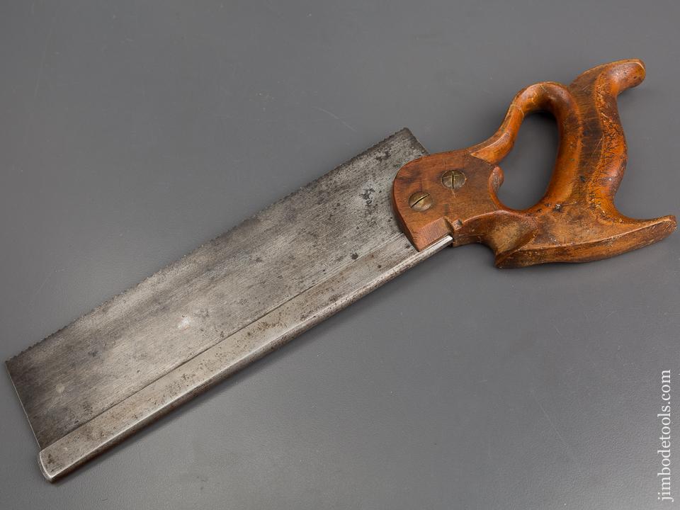 Fine! 15 point 10 inch REAGAN's Patent December 8, 1874 DISSTON No. 4 Crosscut Back Saw with Ergonomic Handle FLAWLESS! - 82980