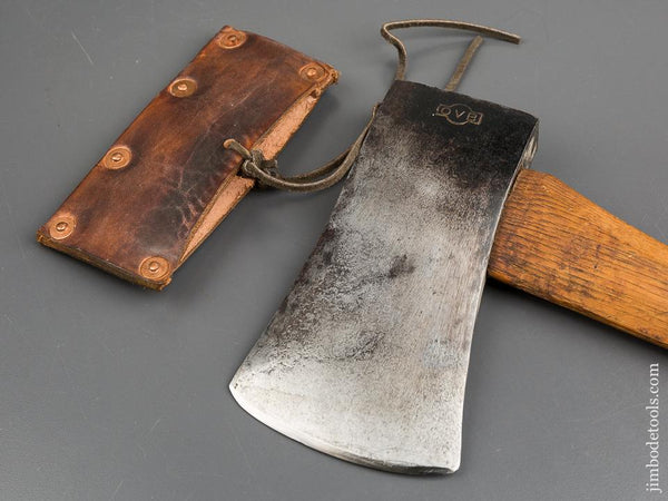 Great 2 1/2 pound HIBBARD BARTLETT & SPENCER Our Very Best Small Size Axe with Octagonal Handle and Leather Sheath - 82994