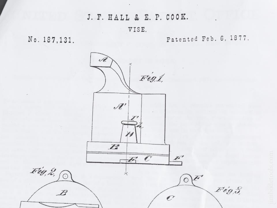 HALL & COOK Patent February 6, 1877 PRENTISS VISE CO NY Nickel Plated Vise - 83006