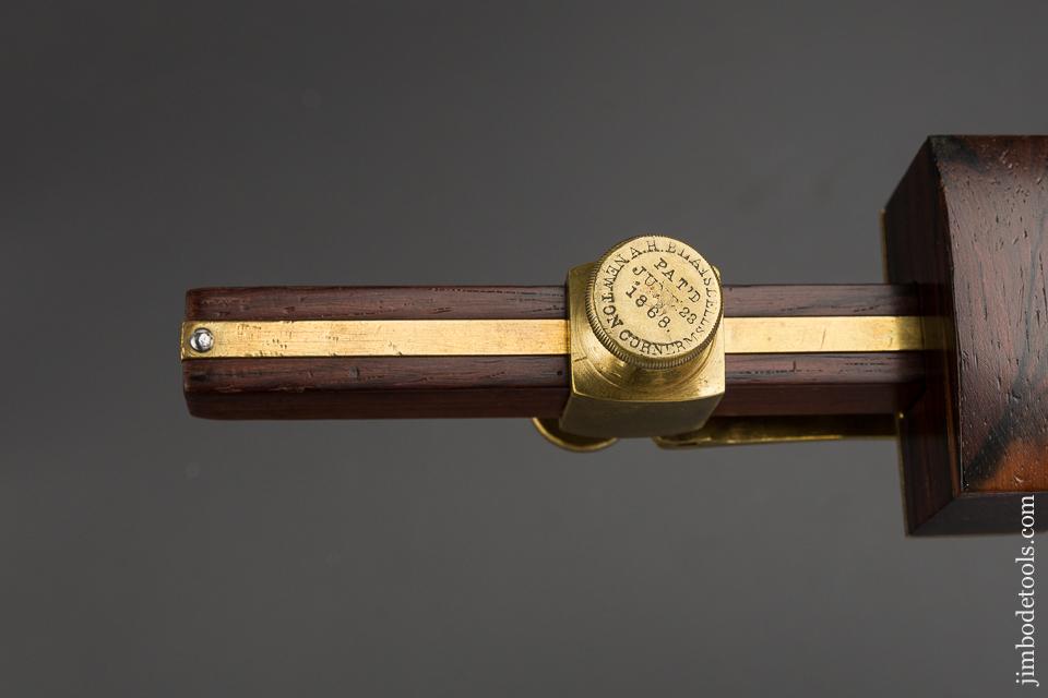 EXTRA FINE 8 1/2 inch BLAISDELL Patent July 23, 1868 Rosewood & Brass Marking Gauge - 83024