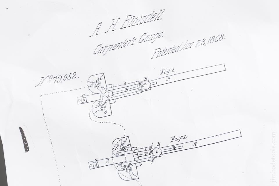 EXTRA FINE 8 1/2 inch BLAISDELL Patent July 23, 1868 Rosewood & Brass Marking Gauge - 83024