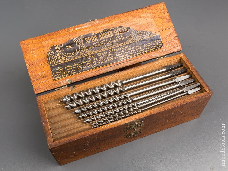 RARE! Early and Complete Set of 14 RUSSELL JENNINGS Auger Bits in Original 3 Tiered Box - 83111