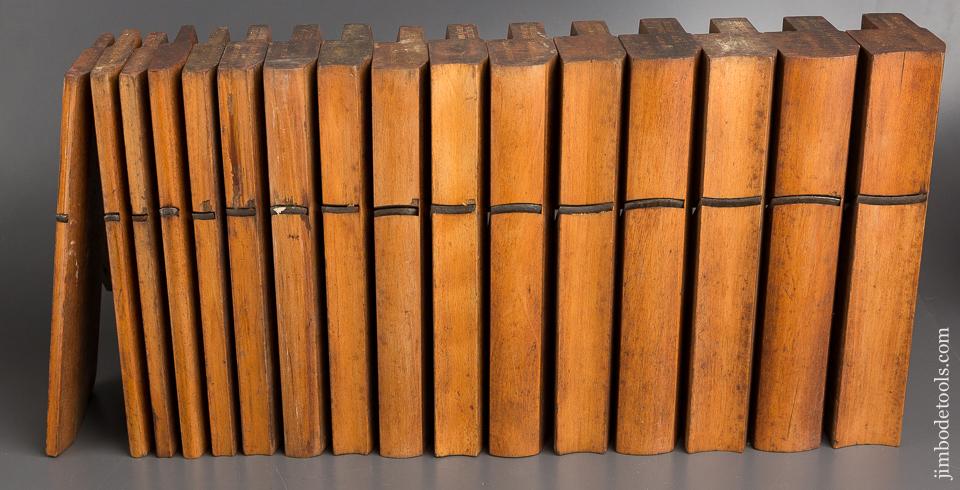 Matched Set of 16 User Hollows & Rounds Molding Planes by J.W. FARR circa 1837-38 Brooklyn, NY EVENS - 83239