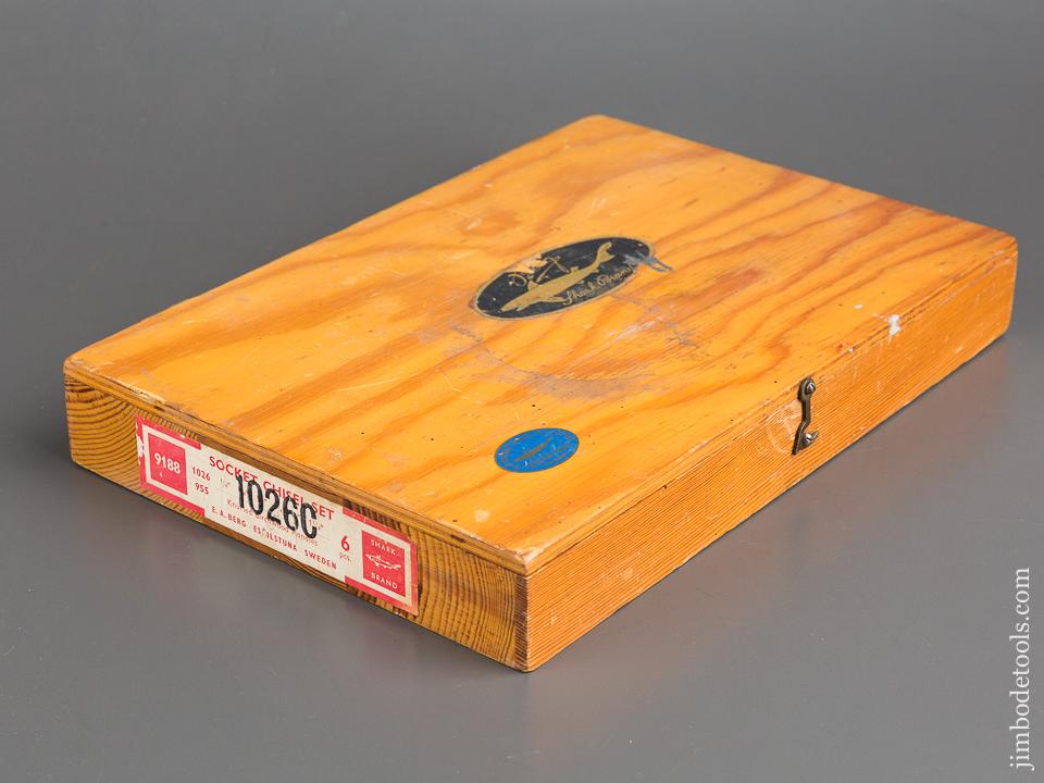 BERG ESKILSTUNA No. 9188 SHARK Six Piece Socket Chisel Set GOOD+ in Original Wooden Case - 83248