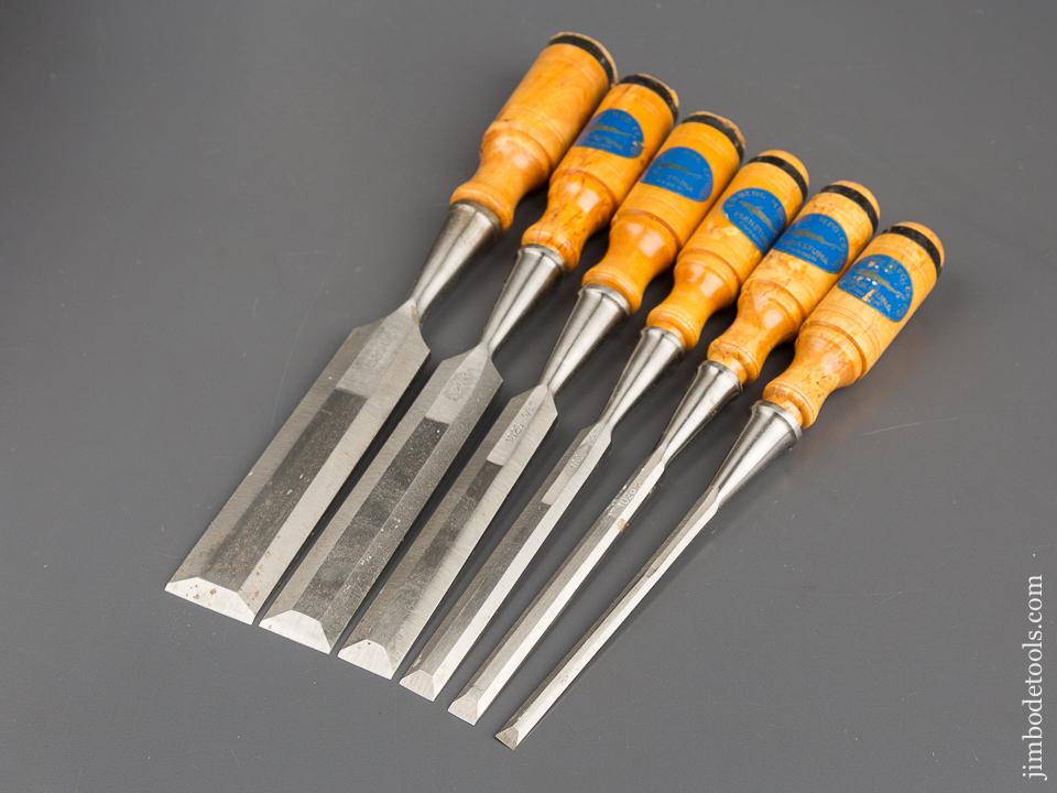 BERG ESKILSTUNA No. 9188 SHARK Six Piece Socket Chisel Set EXTRA FINE in Original Wooden Case - 83250