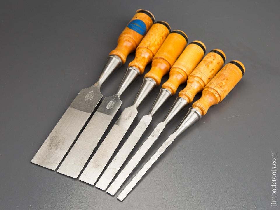 BERG ESKILSTUNA No. 9188 SHARK Six Piece Socket Chisel Set EXTRA FINE in Original Wooden Case - 83250