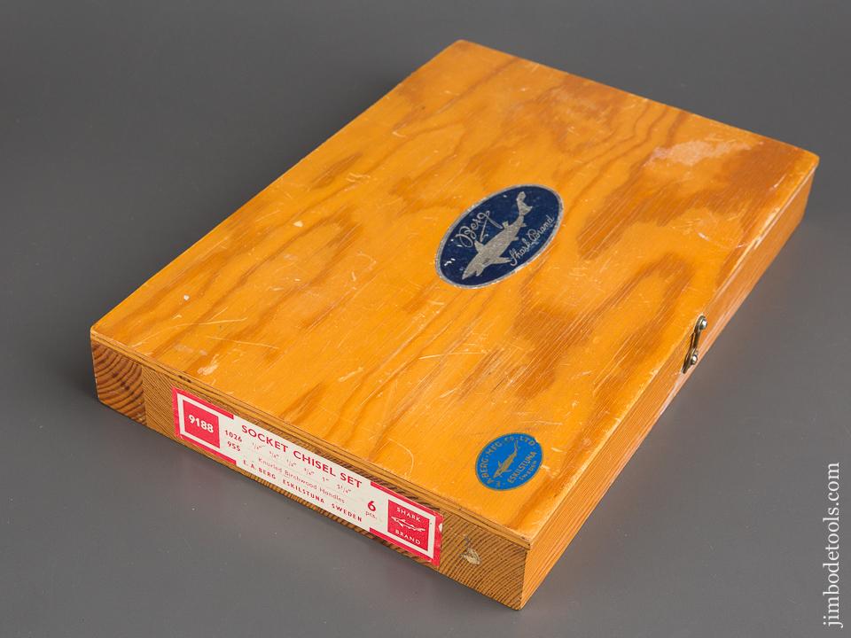 BERG ESKILSTUNA No. 9188 SHARK Six Piece Socket Chisel Set EXTRA FINE in Original Wooden Case - 83250