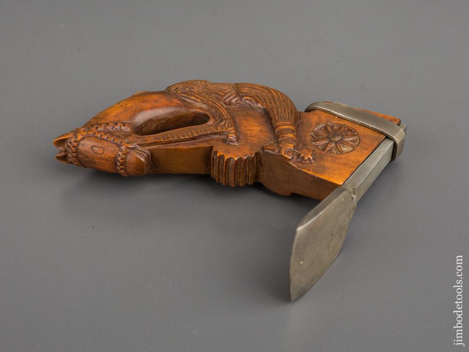 Magnificent & Mint! SIGNED Boxwood Hand Carved Figural HORSE & RIDER Stirrup Adze By DAVID BROOKSHAW - 83280U