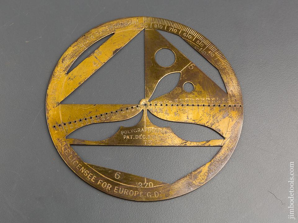 4 3/4 inch POLYGRAPH CO Patent December 8, 1885 Protractor - 83282