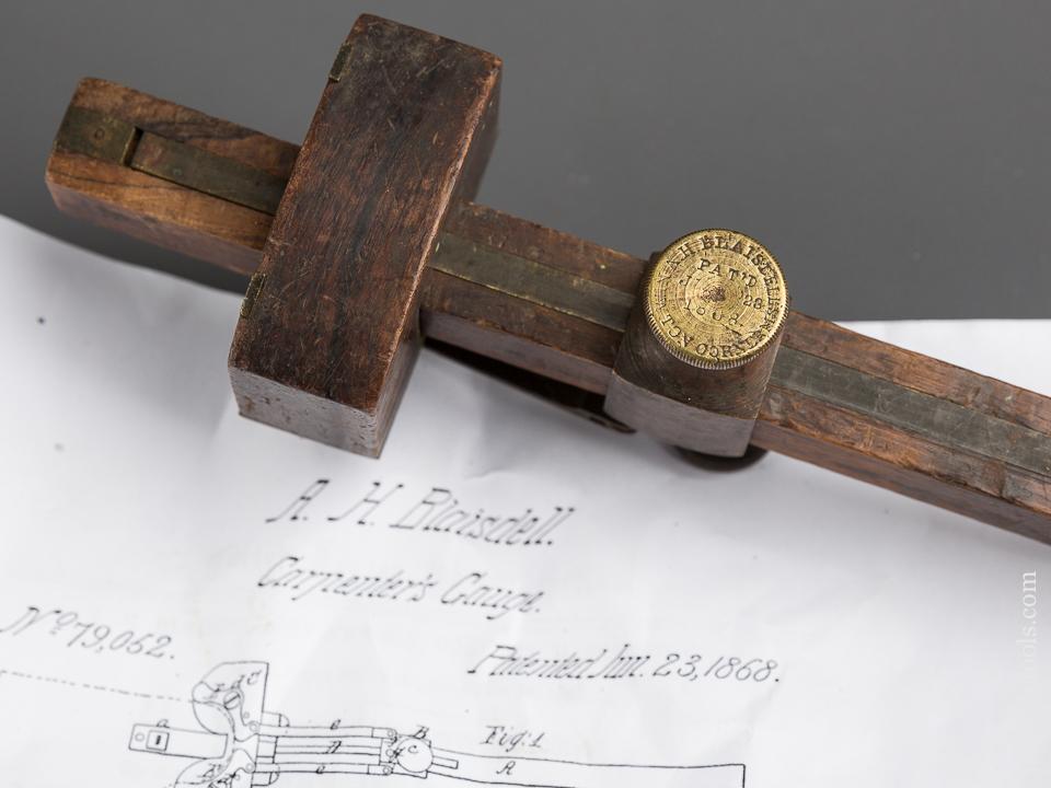 8 1/2 inch BLAISDELL Patent June 23, 1868 Marking Gauge - 83315