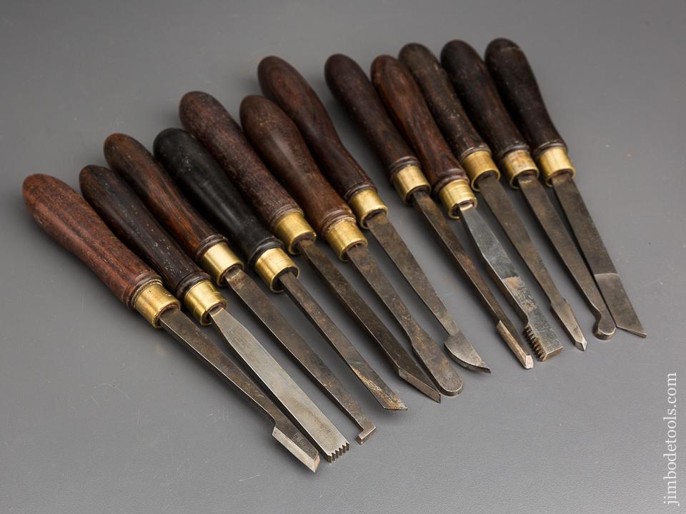 Set of Twelve Rosewood Handled B & H LTD Ornamental Turning Tools - 83342