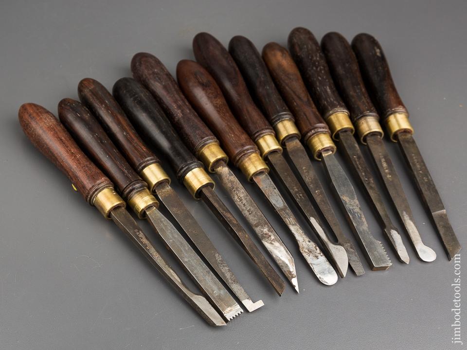 Set of Twelve Rosewood Handled B & H LTD Ornamental Turning Tools - 83342