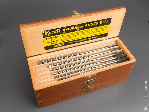 Extra Fine! Complete Set of 13 RUSSELL JENNINGS Auger Bits in Original 3 Tiered Box - 83347