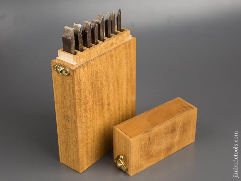Set of Eight Graduated SANDUSKY TOOL CO Irons for Your Center Wheel Plow Plane in Wooden Case - 83365