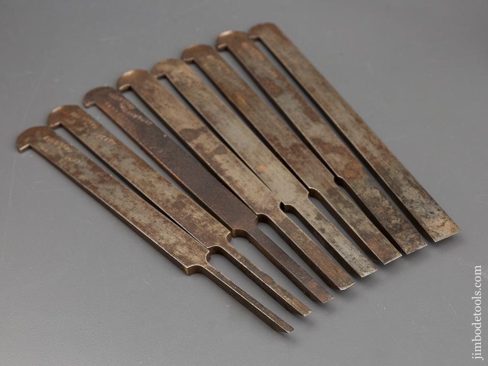 Set of Eight Graduated SANDUSKY TOOL CO Irons for Your Center Wheel Plow Plane in Wooden Case - 83365