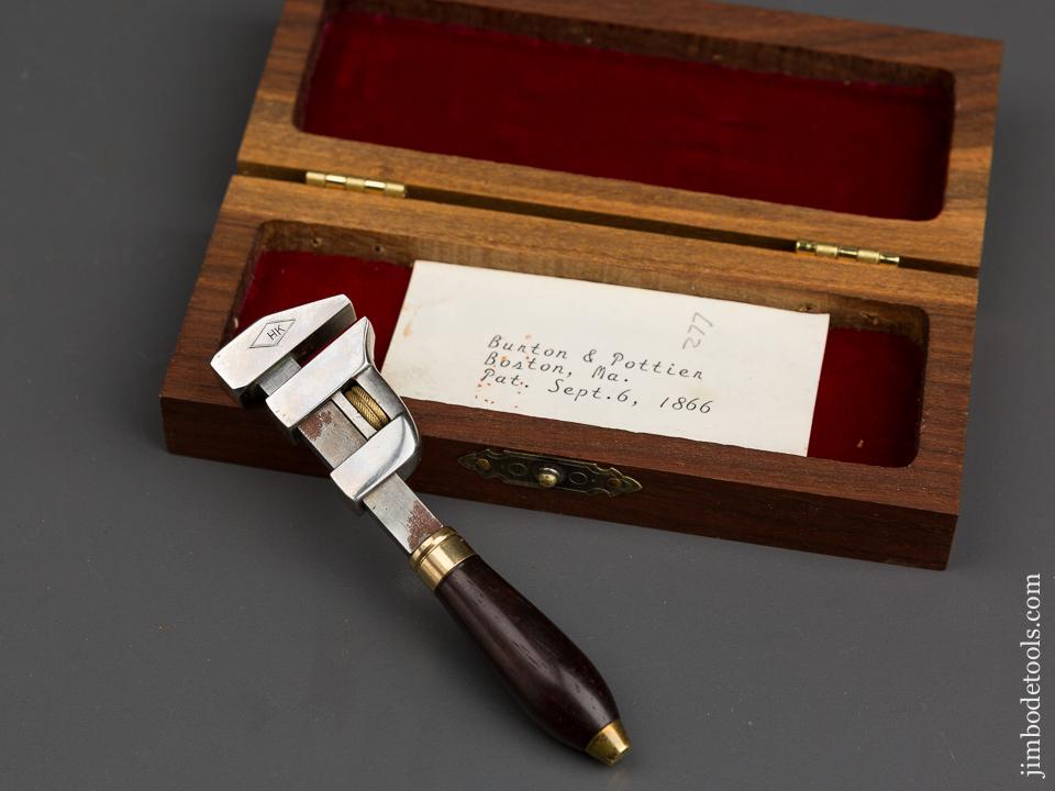 Four inch BEMIS Patent December 2, 1873 HILLARY KLEIN Wrench in Original Case - 83406