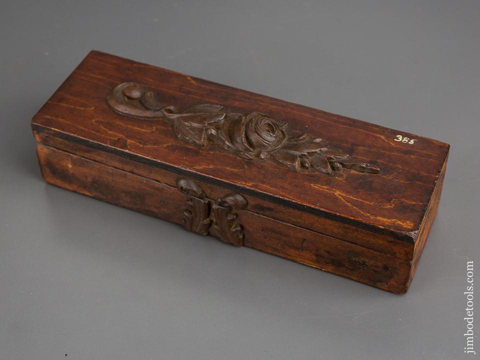 2 x 8 inch Honing Stone in Wooden Box with Carved Roses - 83437