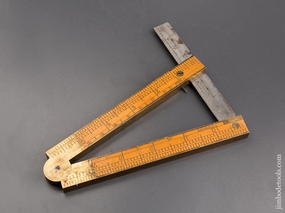 Twelve inch Boxwood and Brass CHAPIN STEPHENS & CO. Number 036 Combination Rule/Level/Bevel - 83517