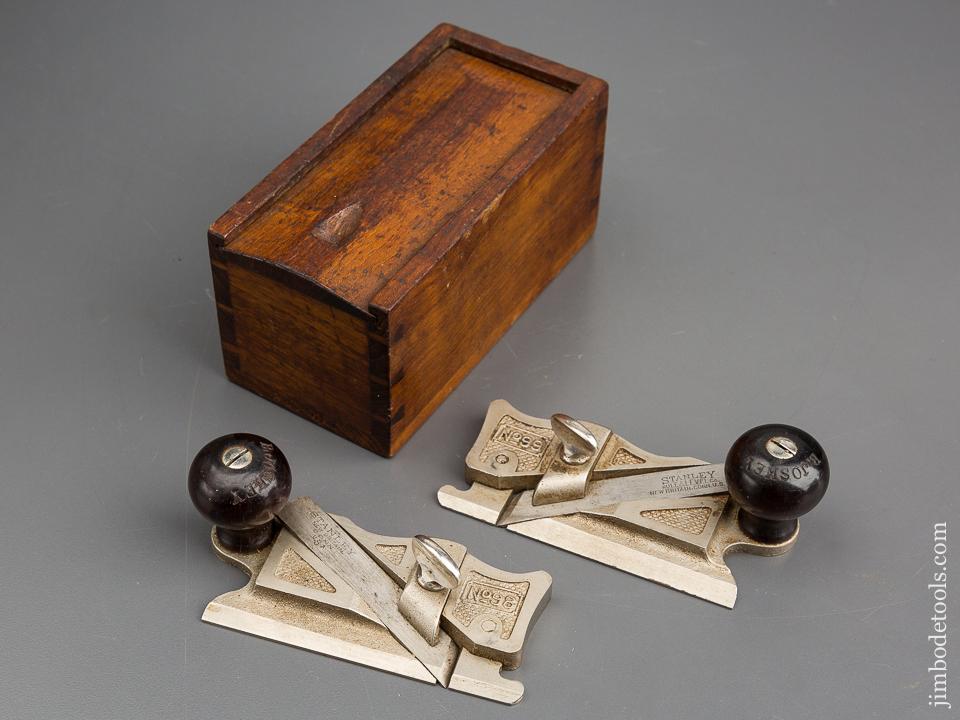 STANLEY No. 98 & 99 Side Rabbet Planes in Custom Wooden Box - 83558
