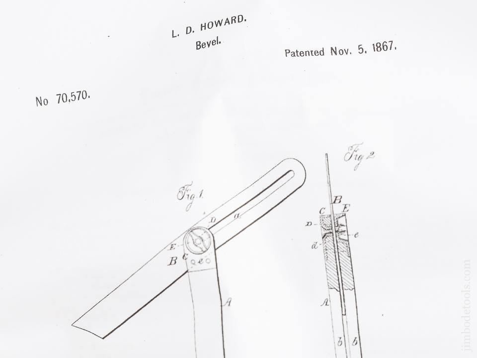 Eight inch HOWARD's Patent November 5, 1867 Type One Rosewood & Brass Bevel/Level - 83628